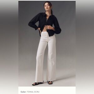 Paige The Anessa High-Rise Wide Leg — Size 27 — Tonal Ecru